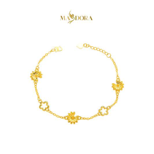 MASDORA 916 Gold Bracelet Rantai Tangan Emas ~ HG Golden Mini Daisy Flower Frame (EMAS 916/22K)