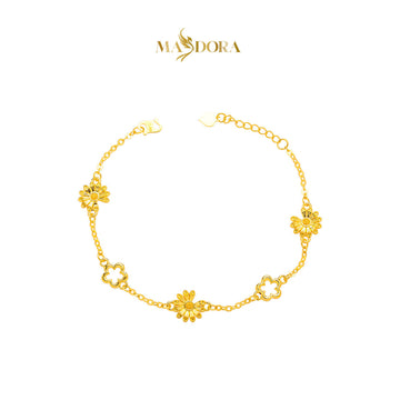 MASDORA 916 Gold Bracelet Rantai Tangan Emas ~ HG Golden Mini Daisy Flower Frame (EMAS 916/22K)