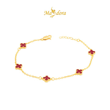 MASDORA 916 Gold Bracelet Rantai Tangan Emas ~ Clover Polo Chain Flower - S (EMAS 916/22K)