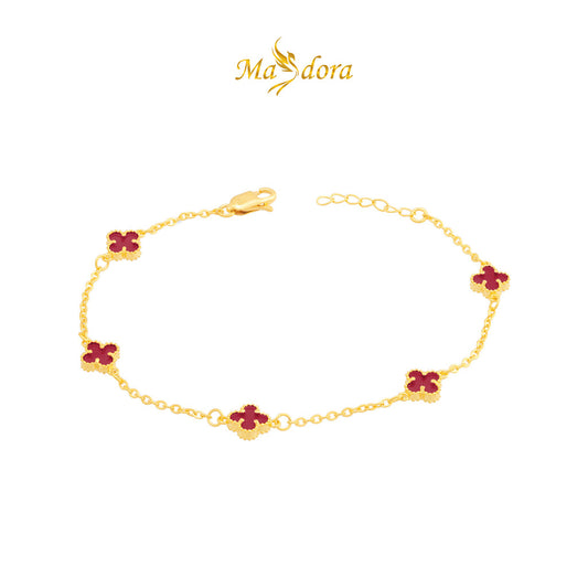 MASDORA 916 Gold Bracelet Rantai Tangan Emas ~ Clover Polo Chain Flower - S (EMAS 916/22K)