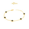 MASDORA 916 Gold Bracelet Rantai Tangan Emas ~ Clover Polo Chain Flower - S (EMAS 916/22K)