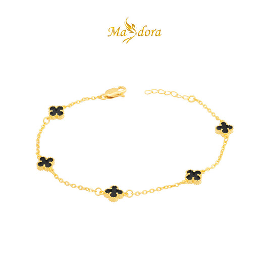 MASDORA 916 Gold Bracelet Rantai Tangan Emas ~ Clover Polo Chain Flower - S (EMAS 916/22K)