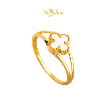 Masdora 916 Gold Ring Clover Bajet - White EMAS 916/22K