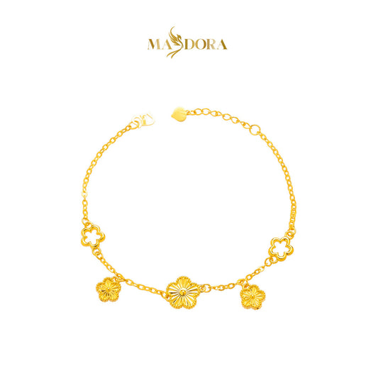 MASDORA 916 Gold Bracelet Rantai Tangan Emas ~ HG Golden Mini Gold Flower Frame (EMAS 916/22K)