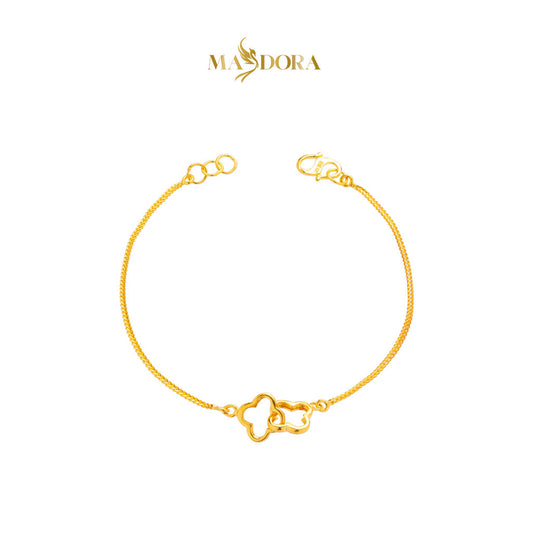 MASDORA 916 Gold Bracelet Rantai Tangan Emas ~ Golden Clicked Clover (EMAS 916/22K)