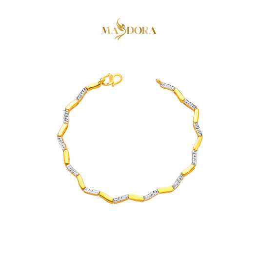 MASDORA 916 Gold Bracelet Rantai Tangan Emas ~ Duotone Rippling Wave (EMAS 916/22K)