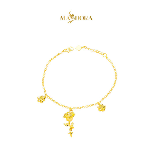 MASDORA 916 Gold Bracelet Rantai Tangan Emas ~ HG Vast Rose Flower (EMAS 916/22K)