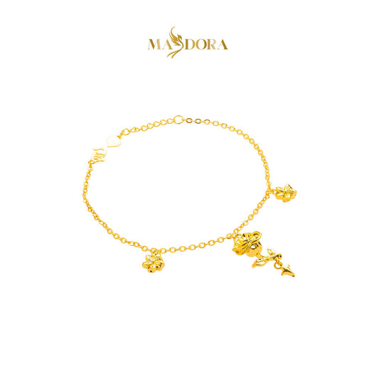 MASDORA 916 Gold Bracelet Rantai Tangan Emas ~ HG Vast Rose Flower (EMAS 916/22K)