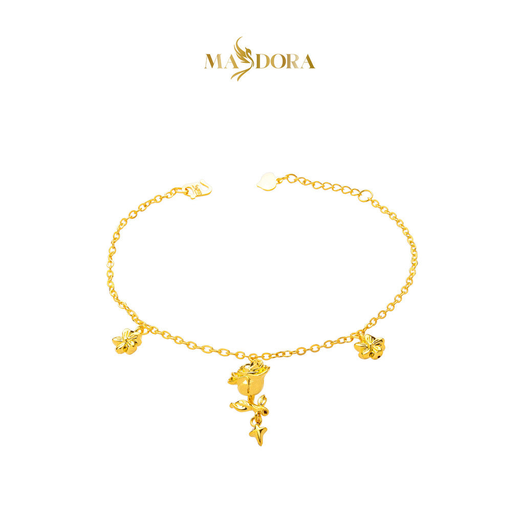 MASDORA 916 Gold Bracelet Rantai Tangan Emas ~ HG Vast Rose Flower (EMAS 916/22K)