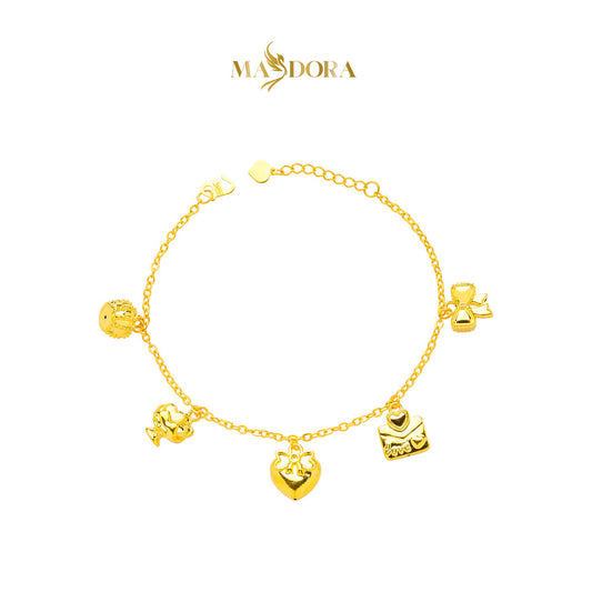 MASDORA 916 Gold Bracelet Rantai Tangan Emas ~ HG Golden Throned Love (EMAS 916/22K)