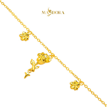 MASDORA 916 Gold Bracelet Rantai Tangan Emas ~ HG Vast Rose Flower (EMAS 916/22K)