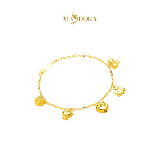 MASDORA 916 Gold Bracelet Rantai Tangan Emas ~ HG Golden Throned Love (EMAS 916/22K)