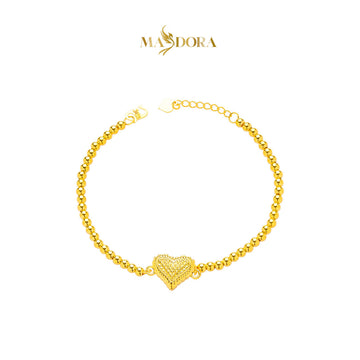 MASDORA 916 Gold Bracelet Rantai Tangan Emas ~ HG Flattered Diamond Heart Boba (EMAS 916/22K)
