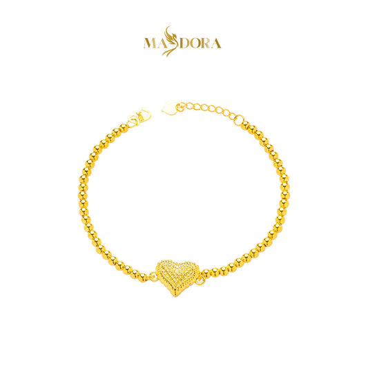 MASDORA 916 Gold Bracelet Rantai Tangan Emas ~ HG Flattered Diamond Heart Boba (EMAS 916/22K)