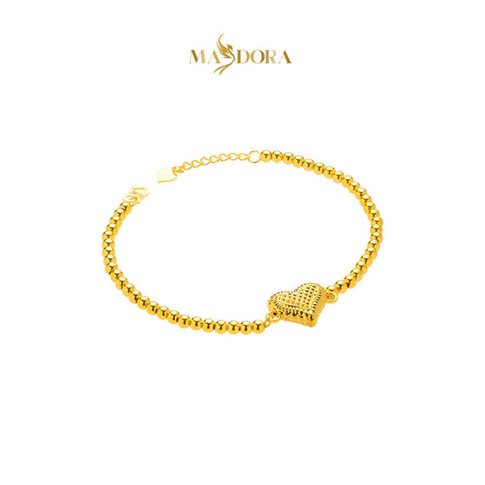 MASDORA 916 Gold Bracelet Rantai Tangan Emas ~ HG Flattered Diamond Heart Boba (EMAS 916/22K)