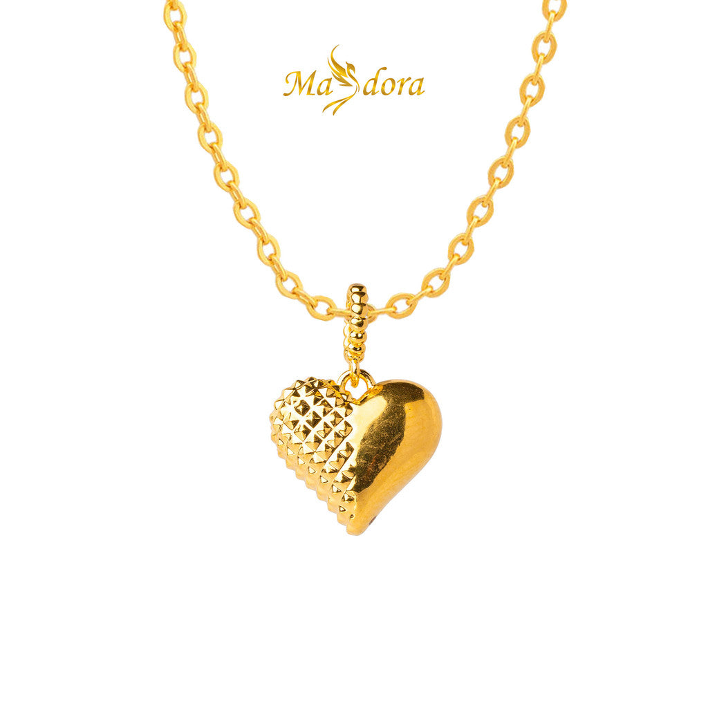 MASDORA 916 Gold Pendant Loket Emas ~ HG Golden Half Hearted (EMAS 916/22K)