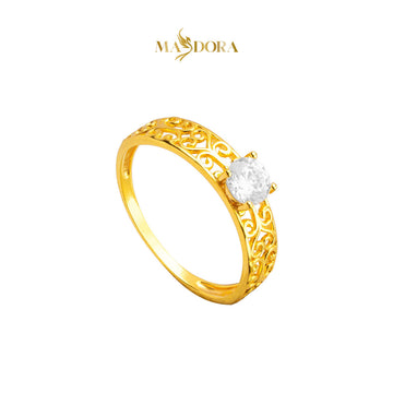 MASDORA 916 Gold Ring Rings Cincin Emas ~ Filigree Solitaire (EMAS 916/22K)