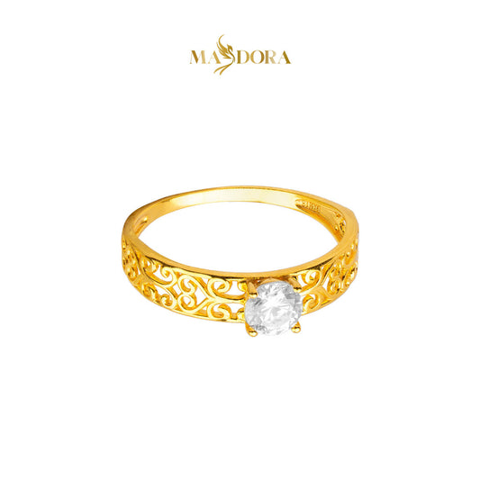 MASDORA 916 Gold Ring Rings Cincin Emas ~ Filigree Solitaire (EMAS 916/22K)