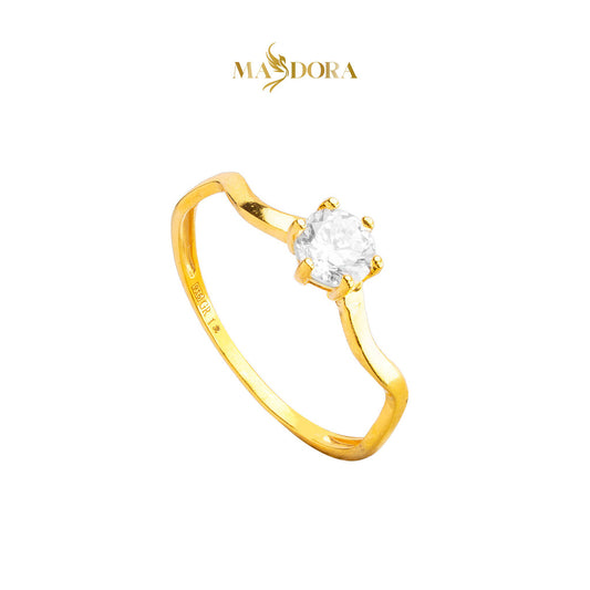 MASDORA 916 Gold Ring Rings Cincin Emas ~ Golden Jagged Solitaire (EMAS 916/22K)