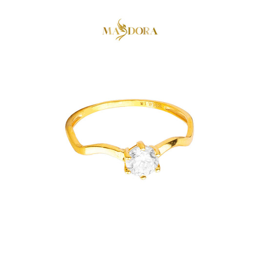 MASDORA 916 Gold Ring Rings Cincin Emas ~ Golden Jagged Solitaire (EMAS 916/22K)
