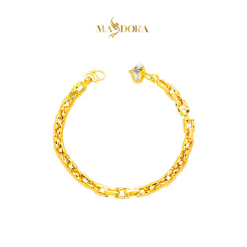 MASDORA 916 Gold Bracelet Rantai Tangan Emas ~ Duotone Square Paperclip (EMAS 916/22K)