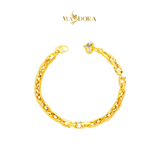 MASDORA 916 Gold Bracelet Rantai Tangan Emas ~ Duotone Square Paperclip (EMAS 916/22K)