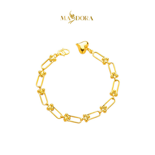 MASDORA 916 Gold Bracelet Rantai Tangan Emas ~ Flattened Hardware Fluffy Love (EMAS 916/22K)