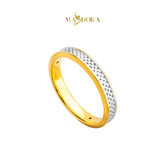MASDORA 916 Gold Ring Rings Cincin Emas ~ HG Duotone Incised Band (EMAS 916/22K)