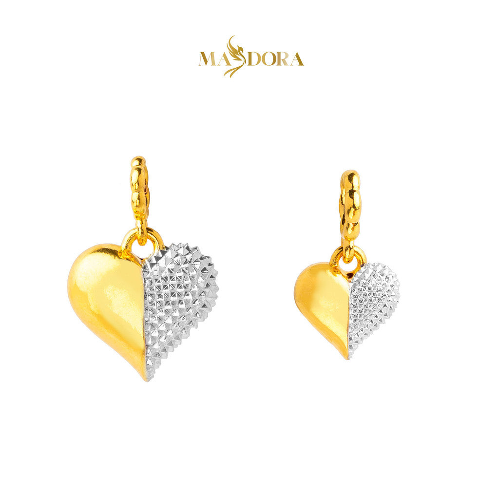 MASDORA 916 Gold Pendant Loket Emas ~ HG Duotone Half Hearted (EMAS 916/22K)