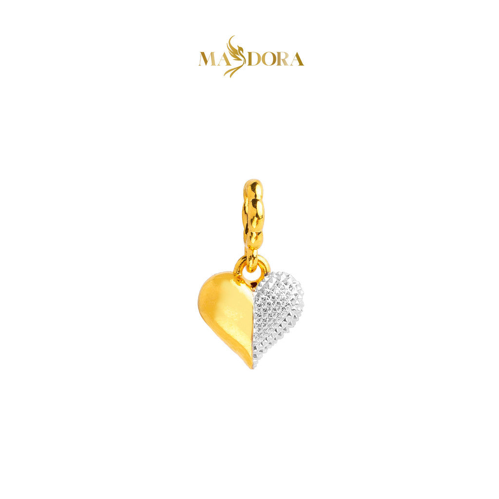 MASDORA 916 Gold Pendant Loket Emas ~ HG Duotone Half Hearted (EMAS 916/22K)