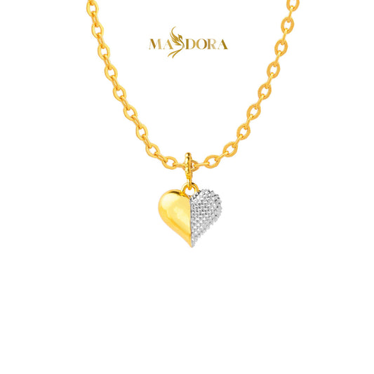 MASDORA 916 Gold Pendant Loket Emas ~ HG Duotone Half Hearted (EMAS 916/22K)