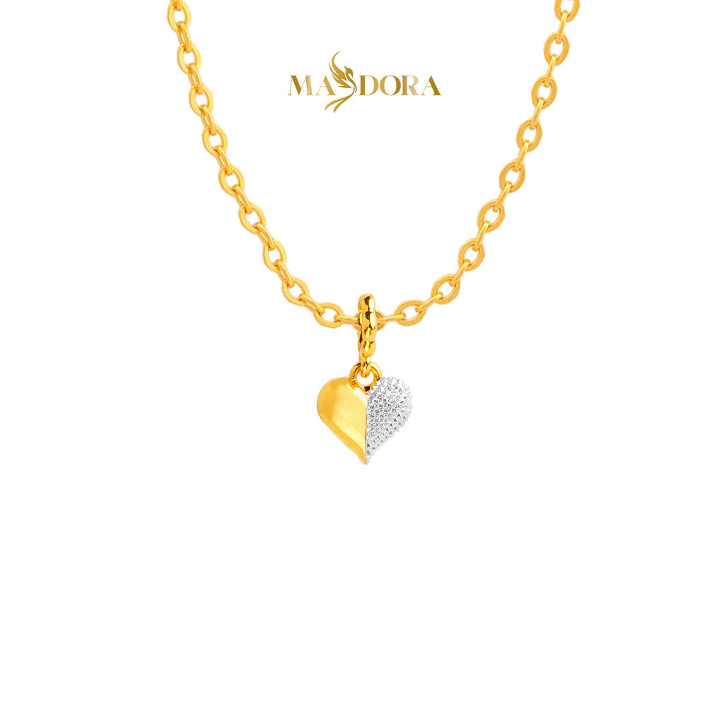 MASDORA 916 Gold Pendant Loket Emas ~ HG Duotone Half Hearted (EMAS 916/22K)
