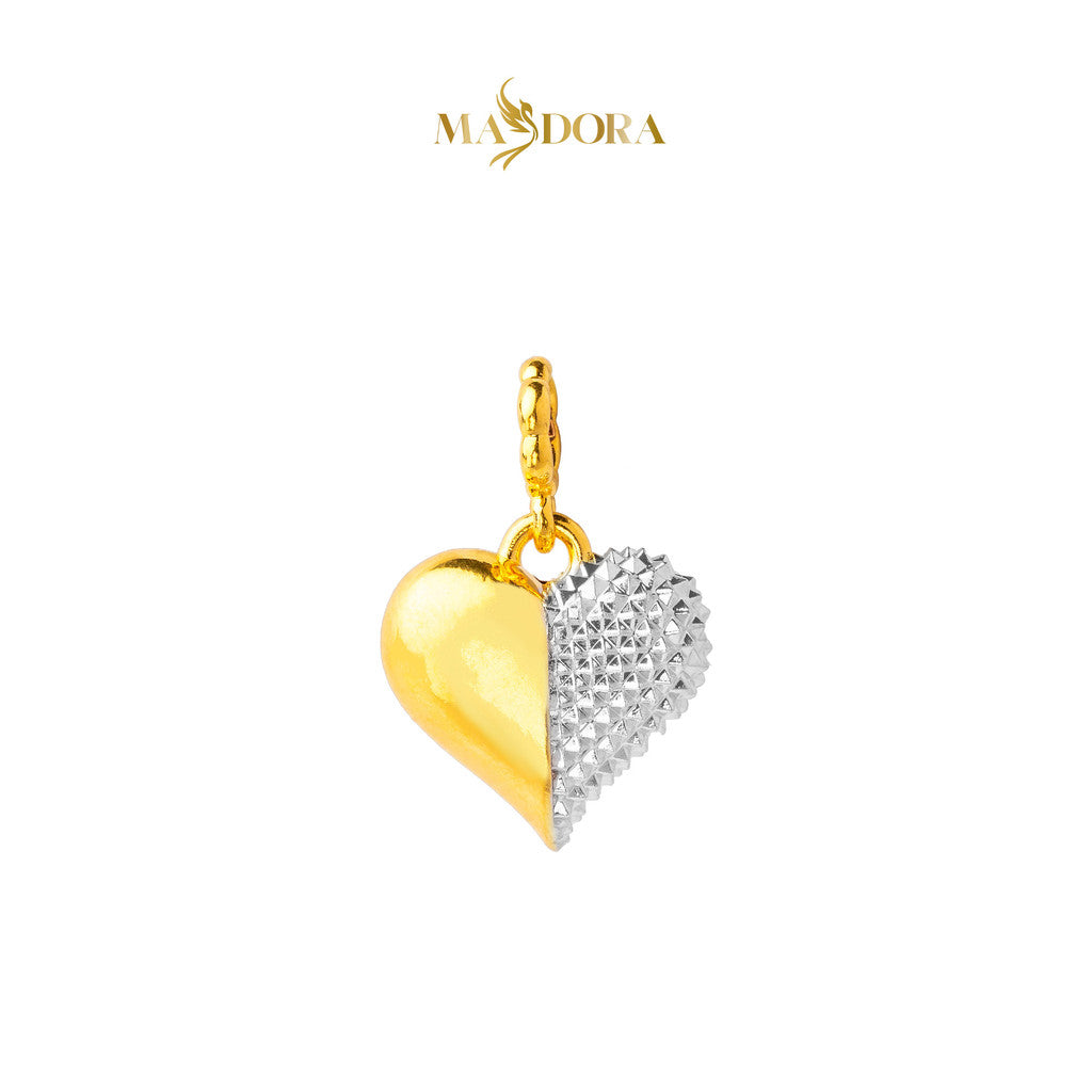 MASDORA 916 Gold Pendant Loket Emas ~ HG Duotone Half Hearted (EMAS 916/22K)