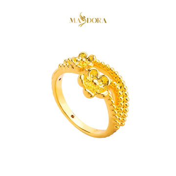MASDORA 916 Gold Ring Rings Cincin Emas ~ HG Golden Curved Petunia (EMAS 916/22K)