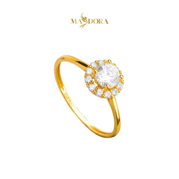 MASDORA 916 Gold Ring Rings Cincin Emas ~ Sparkling Walled Solitaire (EMAS 916/22K)