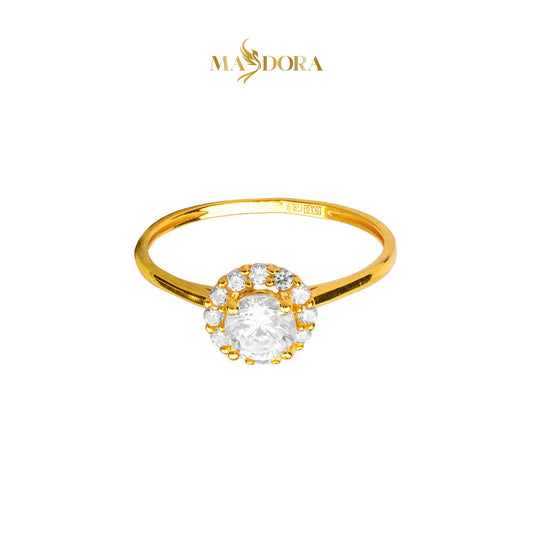 MASDORA 916 Gold Ring Rings Cincin Emas ~ Sparkling Walled Solitaire (EMAS 916/22K)