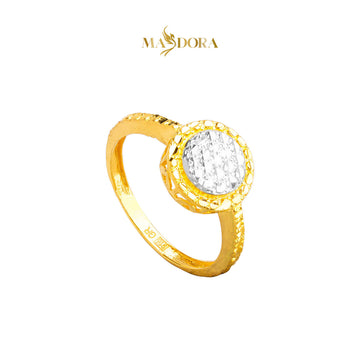 MASDORA 916 Gold Ring Rings Cincin Emas ~ Duotone Elevated Halo Cutting (EMAS 916/22K)