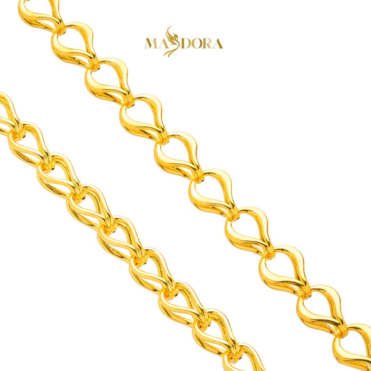 MASDORA 916 Gold Bracelet Rantai Tangan Emas ~ HG Golden Stacked Droplets (EMAS 916/22K)