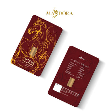 MASDORA 999.9 Gold Bar 1.00GM Calendar Year Collection ~ Golden Horse Lunar (EMAS 999.9/24K)