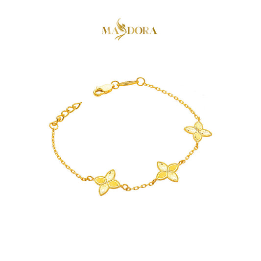 MASDORA 916 Gold Bracelet Rantai Tangan Emas ~ Golden Triple Flower Glitz (EMAS 916/22K)