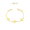 MASDORA 916 Gold Bracelet Rantai Tangan Emas ~ Golden Triple Flower Glitz (EMAS 916/22K)