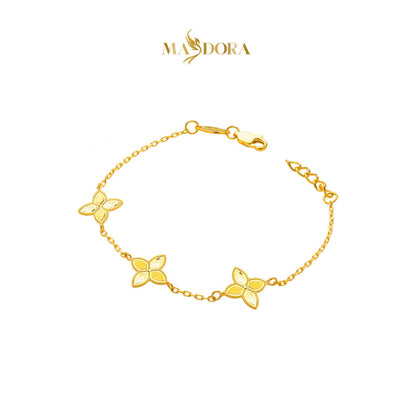 MASDORA 916 Gold Bracelet Rantai Tangan Emas ~ Golden Triple Flower Glitz (EMAS 916/22K)