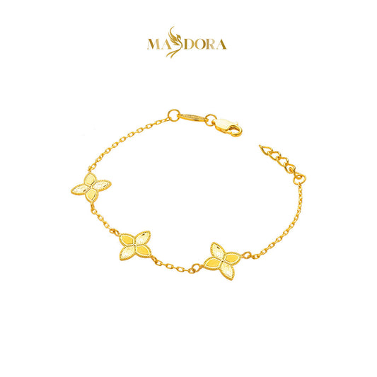 MASDORA 916 Gold Bracelet Rantai Tangan Emas ~ Golden Triple Flower Glitz (EMAS 916/22K)