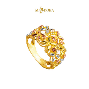 MASDORA 916 Gold Ring Rings Cincin Emas ~ Tritone Classic Flower (EMAS 916/22K)