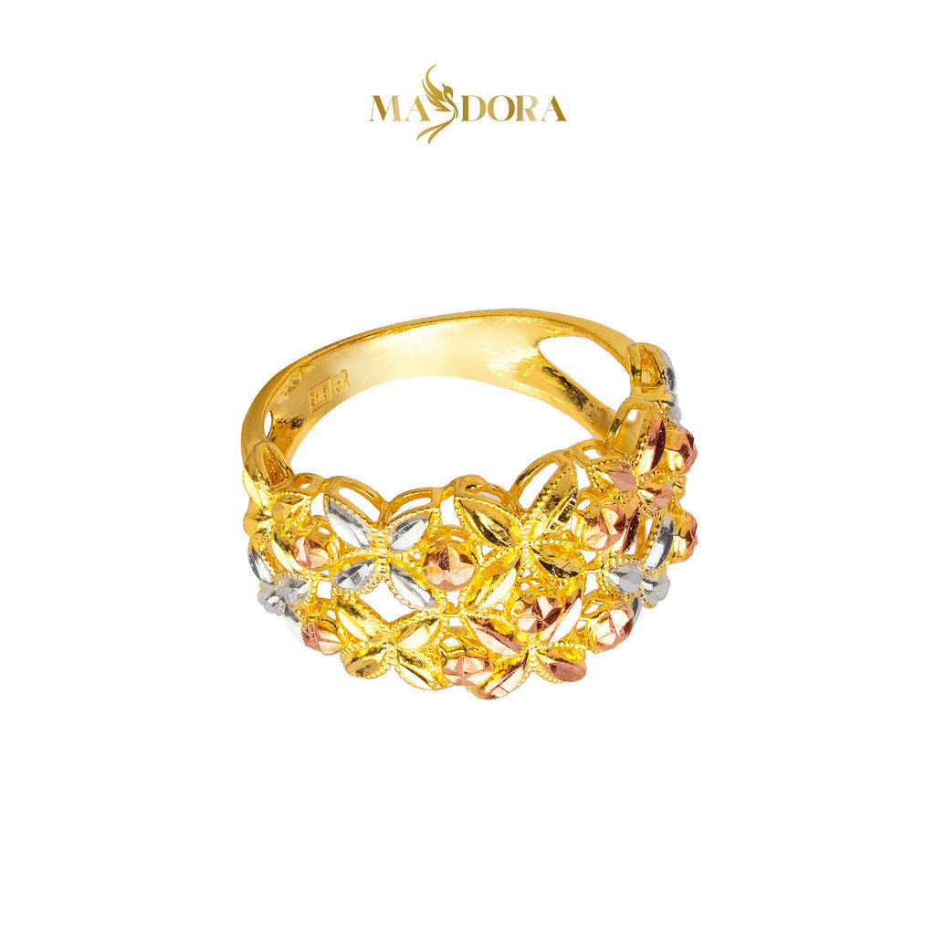 MASDORA 916 Gold Ring Rings Cincin Emas ~ Tritone Classic Flower (EMAS 916/22K)