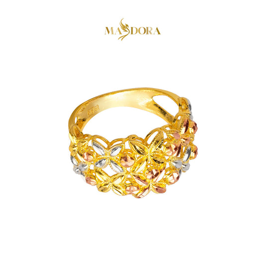 MASDORA 916 Gold Ring Rings Cincin Emas ~ Tritone Classic Flower (EMAS 916/22K)