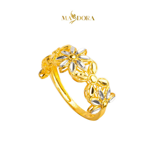 MASDORA 916 Gold Ring Rings Cincin Emas ~ Duotone Classic Sunflower (EMAS 916/22K)
