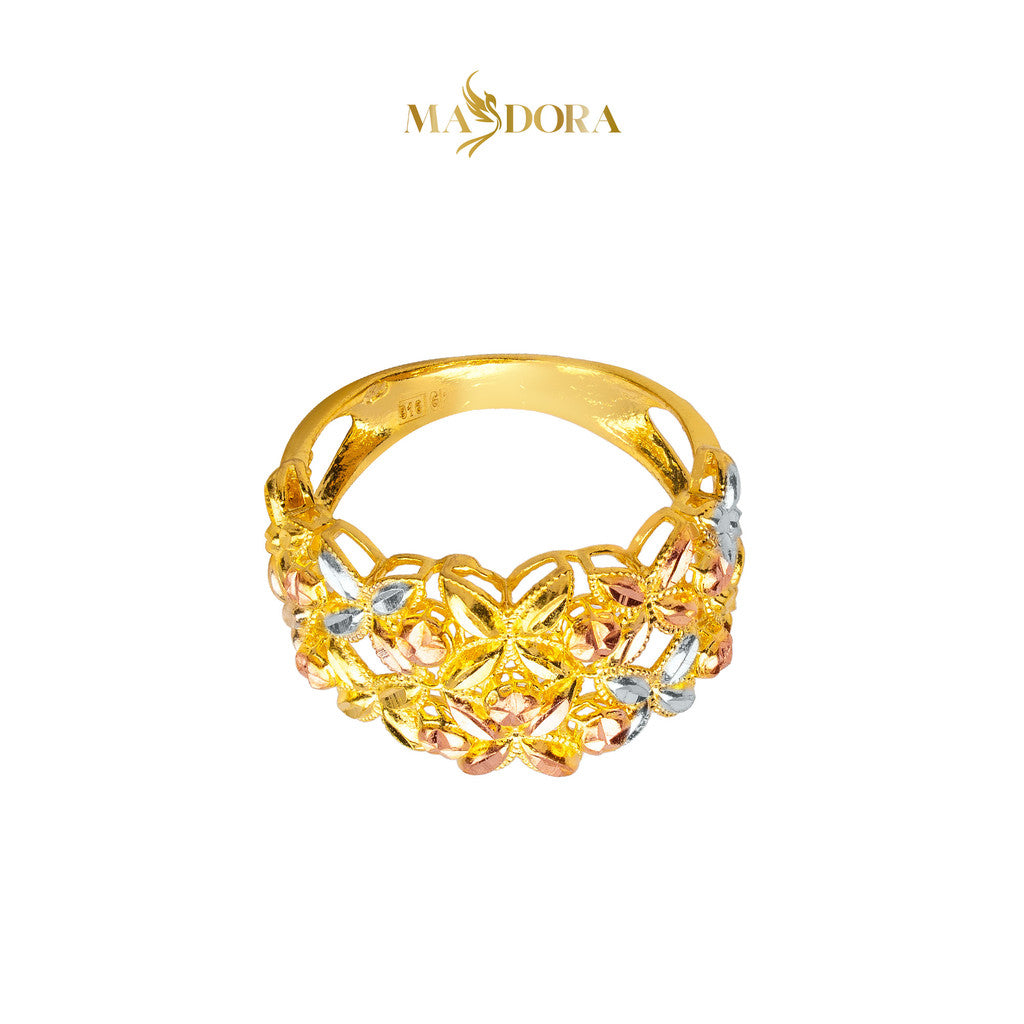 MASDORA 916 Gold Ring Rings Cincin Emas ~ Tritone Classic Flower (EMAS 916/22K)