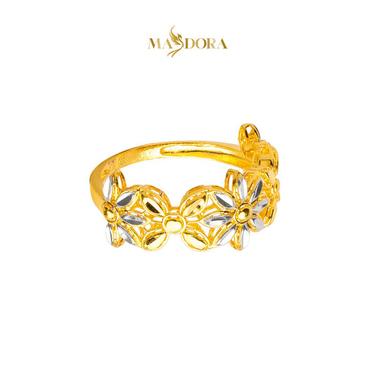 MASDORA 916 Gold Ring Rings Cincin Emas ~ Duotone Classic Sunflower (EMAS 916/22K)