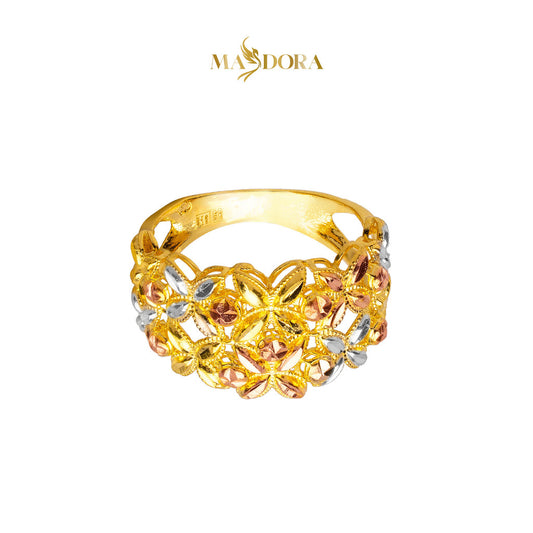 MASDORA 916 Gold Ring Rings Cincin Emas ~ Tritone Classic Flower (EMAS 916/22K)